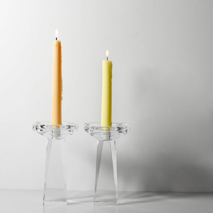 Kitcom Crystal Taper/Pillar Candle Holders Set of 2, 6.3 Inches Height, Table Centerpieces for Home Decor Wedding, Clear