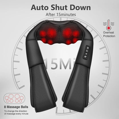 iKristin Neck Massager with Heat, Shiatsu Massager for Neck, Back, Shoulder, Foot and Leg, Deep Tissue 3D Kneading Massage for Relax Muscles at Home and Offie,Back Massagers for Women and Men