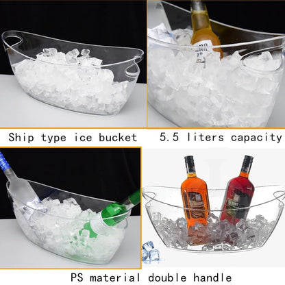 OUKEYI Ice Buckets for Parties, 5.5 Liter Large Clear Acrylic Food Grade Ice Bucket, Mimosa Bar Supplies Beverage Tub for Champagne Beer Sparkling Wine Cocktails, 16.9, Transparent, OUKEYI-100894