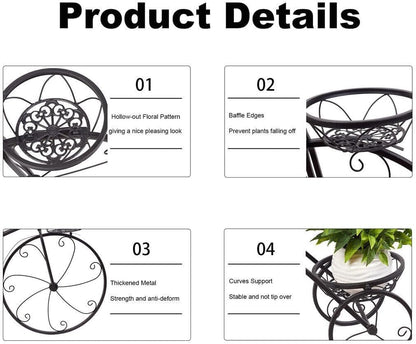 NBJGTFOF Metal Tricycle Planter with 3 Flower Baskets | Outdoor Garden Decor | Free Standing Floral Stand for Patio, Yard, or Veranda