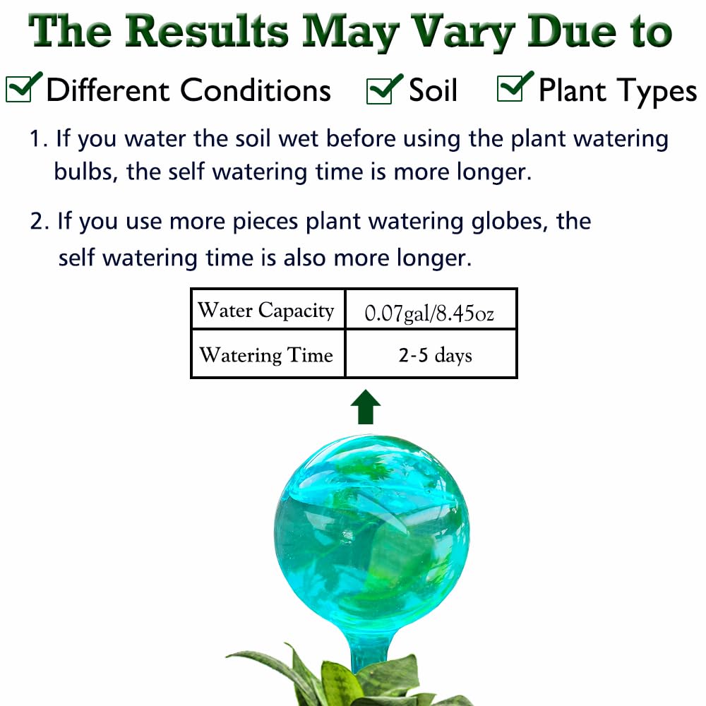 Plant Self Watering Globes, Large 12pcs Flower Automatic Watering Bulbs, Plastic Plant Flower Self Watering Devices, Garden Self Watering Planter Insert for Daily Vocation Watering, Forgetful Gardener