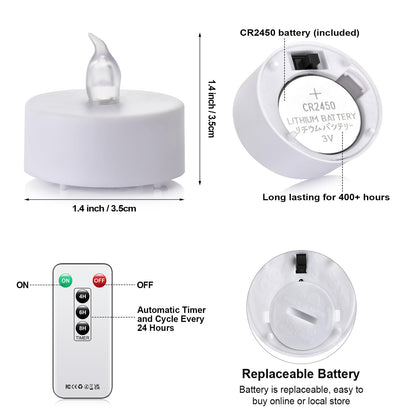 xiangpeng Tea Light Candles with Remote Control,24pack Flickering Flameless LED Candle,Long Lasting 400+Hours,Battery Operated with Timer for Home Decoration Seasonal &Festival Celebration WarmYellow