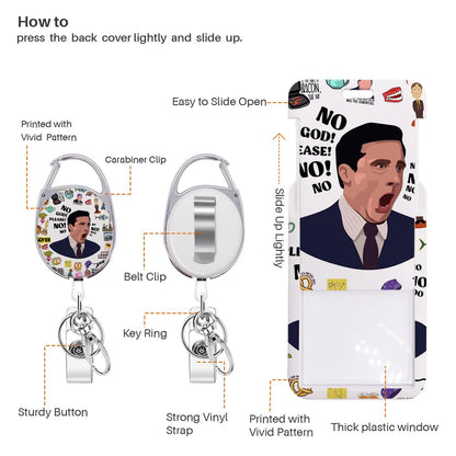 ID Badge Holder with Lanyard Retractable Badge Reel Fun Office ID Card Holder Friends TV Show Merchandise Gifts Lanyards for ID Badges Vertical ID Protector Badge Clip for Nurse Doctor Coworker