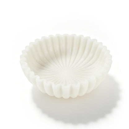 iAmoy White Decorative Bowl, Marble Style Catchall Bowl for Entryway Console Coffee Table Shelf, 10” Scalloped Fluted Decorative Centerpiece Living Room Decor Dresser Organization