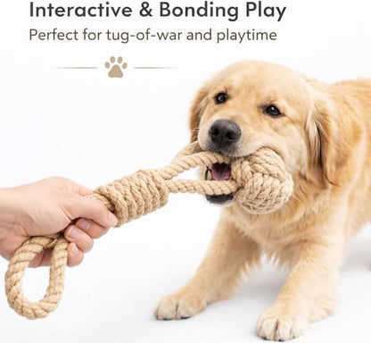 Natural Hemp Rope Dog Toy, Eco-Friendly Tug Toy for Interactive Play & Fetch, Safe Non-Toxic Alternative to Synthetic Rope Toys, Light to Moderate Chewers, Small