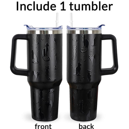 sxmluedn Black Cat Gifts Goth Gift Gothic Halloween Tumbler 40 Oz 3d-Printed Cats Cup For Women Men Travel Mug with Handle Lid and Straw