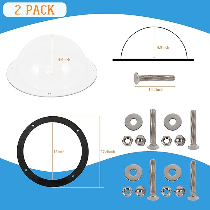 2 Pack Dog Fence Window, Clear Pet Bubble View Dome Door Peek Small Round Window for Doggie/Cat/Horse Outside Playground Garden Diameter 12.44 Inch Deep 4.92 Inch