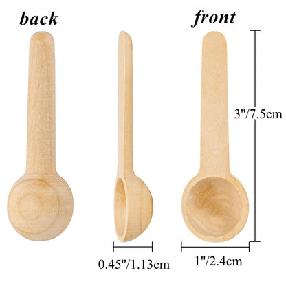 Tebery 60PCS Mini Wooden Spoons Small Bath Salt Spoon Candy Spoon Baby Spoon for Spice Jars Seasoning Honey Coffee