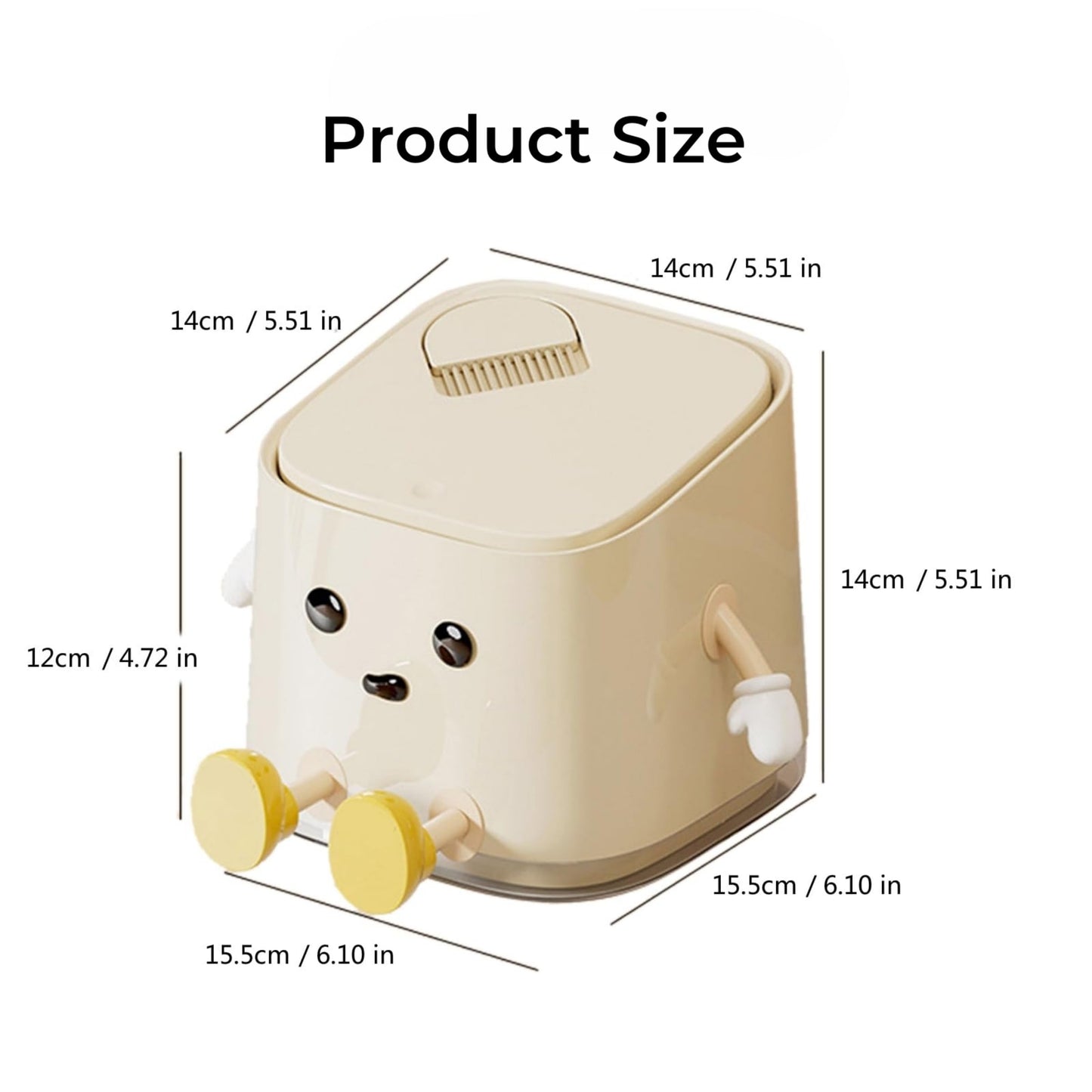 AIWE7D Desktop Mini Trash Can with Lid and Brush, Small Desktop Trash Can for Desk, Bathroom, Bedroom, Kitchen, Car, Office Square Waste Basket Small Garbage Can Hidden Bag Garbage Bin(Sitting)