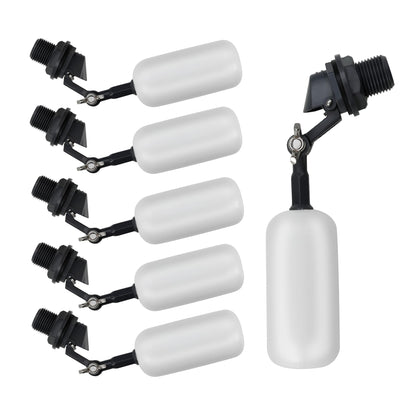 6 Pack Float Ball Valve, 3/4 inch, 1/2 Inch NPT Thread, OD. 0.84 inch (21.34mm), Adjustable Arm for Livestock Water Trough, Aquariums, Hydroponics - Automatic Fill and Control Water Level