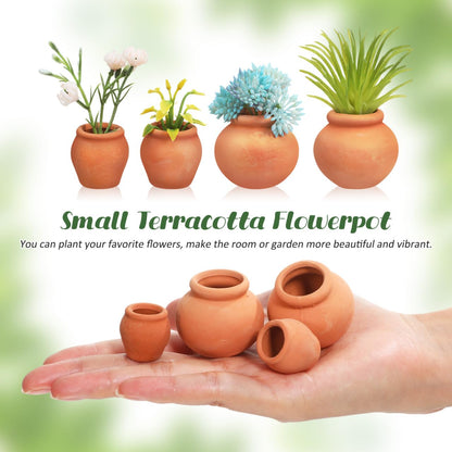 Mipcase 4pcs Mini Terracotta Succulent Pots Cute Nursery Containers for Indoor Plants Small Flower Breeding Pots Drainage Decorative Garden Planters for Home Office