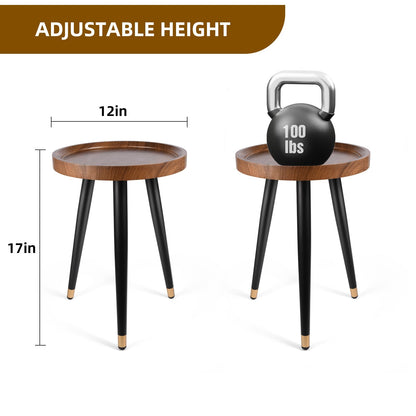KGPLOME Plant Stand Indoor,Mid Century Walnut Wood Plant Table, Heavy Duty Metal Tall Flower Pot Stand,Modern Round Small Side End Table With Raised Design(12"x17")