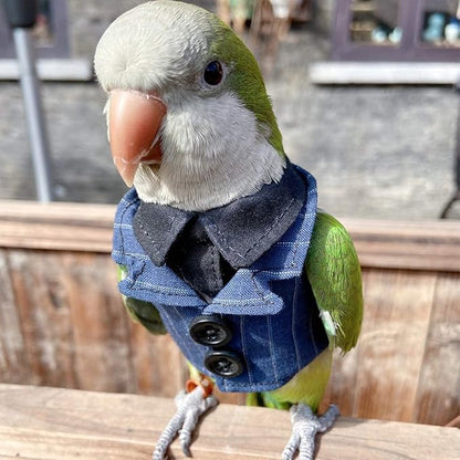 Bird Clothes Birds Flight Suit,Tuxedo Business Suit for Parrots African Greys Parakeet Cockatiel Sun Conure Christmas Party Birthday Cosplay Photo Prop Small Animals Apparel (4XL,Denim Suit)