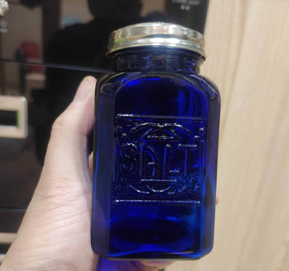 Ritadeshop Depression Style Glass Salt and Pepper Shakers (Cobalt Blue)