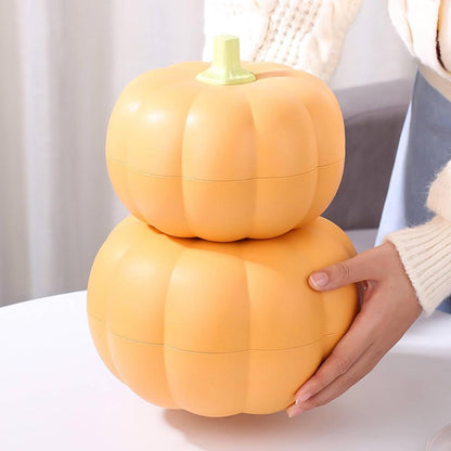 Large Pumpkin Bowls 2 Set, Plastic Pumpkin Candy Dish Jar with Lid Thanksgiving Decor Pumpkin Dish with Cover Pumpkin Serving Tray Fall Decorative Food Snacks Storage Container for Sugar Cookie