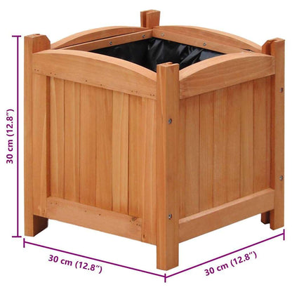 Coespram 4-Pack 12x12x12 in Rustic Brown Square Wooden Planters Solid Pine Raised Bed Set for Garden Patio Balcony, Varnished Outdoor Flower Box for Herbs Succulents