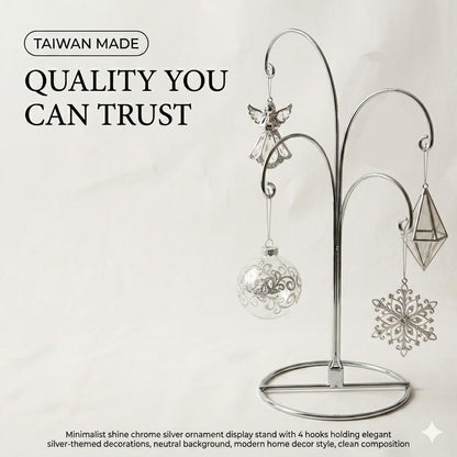HOHIYA Ornament Display Stand 12 Inch 2 Pack 4-Arm Metal Ornament Holder for Christmas Decorations Crystal Ball Hanging Ornaments Jewelry Display Stand Chrome Silver