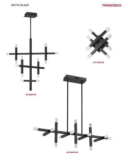 Dainolite 24W Wall Sconce Metal Matte Black FCS-1432W-MB
