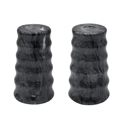 Marble Candlestick Holders, Set of 2 Natural Stone Candle Holder Decorative Candle ，（Marble Black）