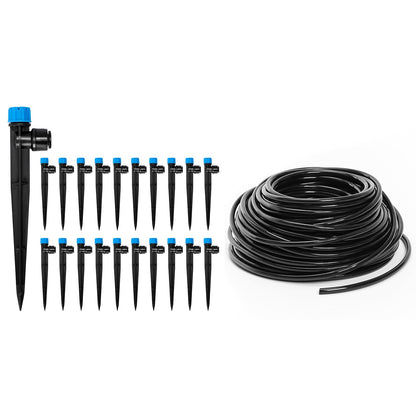 The Bundle of MIXC 20 Pack Quick Connector Drip Emitter Stream and MIXC 100FT 1/4 Inch Distribution Tubing Black