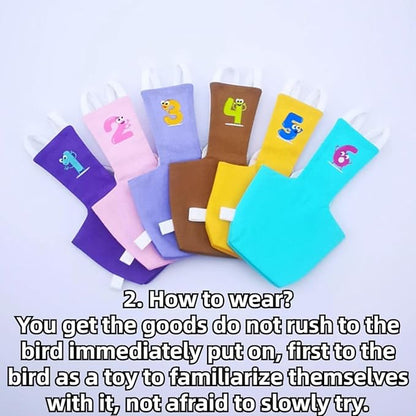 Bird Diaper Protective Parrot Nappy - 6 Pack, Reusable Flight Suit with Waterproof Inner Layer, Washable Cute Urine Wet Suit for Cockatiel Conure Macaw Lovebird (L)