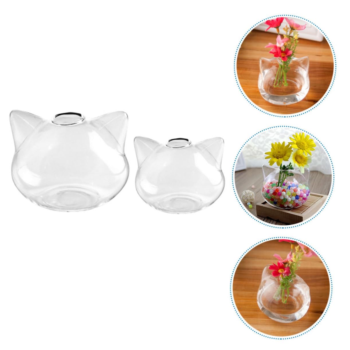 PRETYZOOM 2pcs Cat Shaped Glass Vase Hydroponic Plant Holder for Home Decor Cute Pink Cat Design Terrarium Container