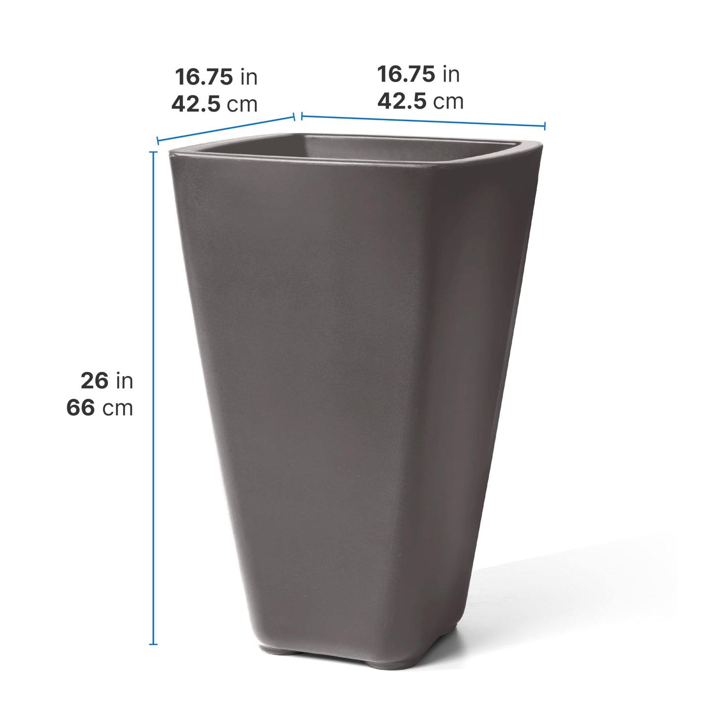 Step2 Bridgeview Tall Square Planter, Large Planters for Outdoor Plants, Gardening and Flower Pot for Patio or Porch, Efficient Drainage, Durable Plastic, Dark Cedar, 2-Pack