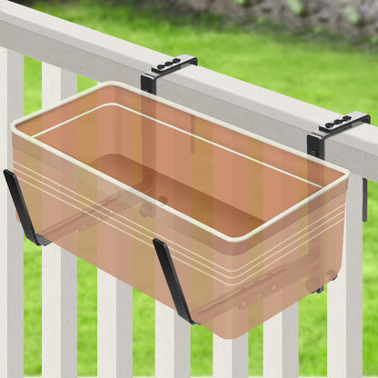 ZUIWAN 2 Pcs Adjustable Railing Planter Boxes Brackets,Heavy Duty Iron Window Box Planters Holder Outdoor for Railings,Windowsill,Patio,Deck,Garden,Balcony,Fence,Wall,Porch,Black