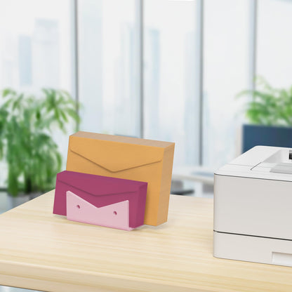 Rulyyo Mail Organizer Envelope Holder - 2 Compartments Pink Acrylic Mail Holder Countertop Vertical Desk Organizer Small File Bill Document Notebook Letter Sorter for Home School Office Supplies