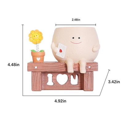 NINIPAPA Funny Face Flower Pots Cute Plant Pot Smiley Planter, Sunflower Pot for Indoor Plants, Unique Succulent Cactus Happy Head Planters, Plant Gifts for Mom Lover on Birthday Christmas ﻿