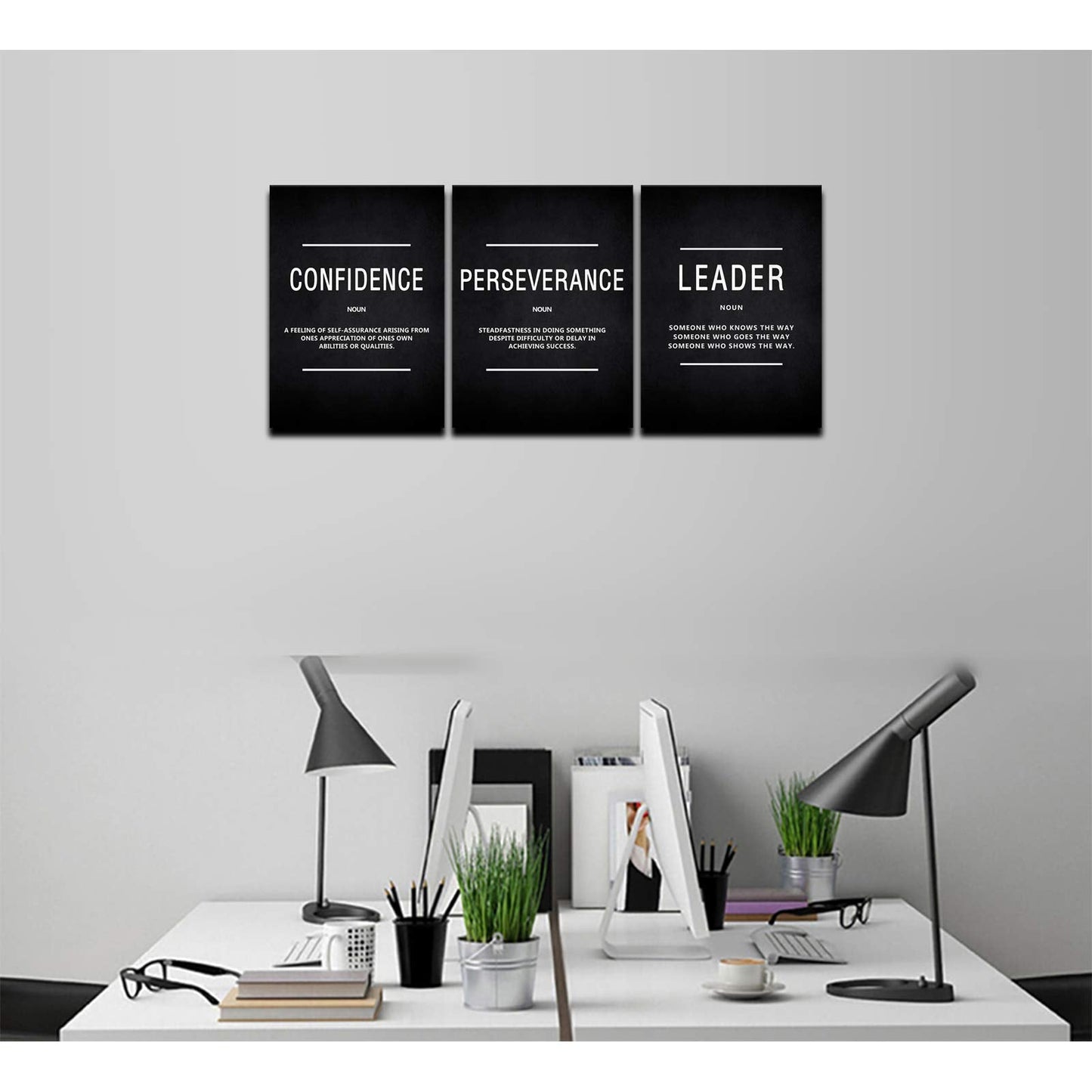 KAWAHONE Canvas Painting Wall Art, Grind Hustle Execution Motivational Wall Art Decoration Posters Prints for Living Room Bedroom, Office Decor, Gallery-Wrapped Canvas Art Set Framed Ready to Hang
