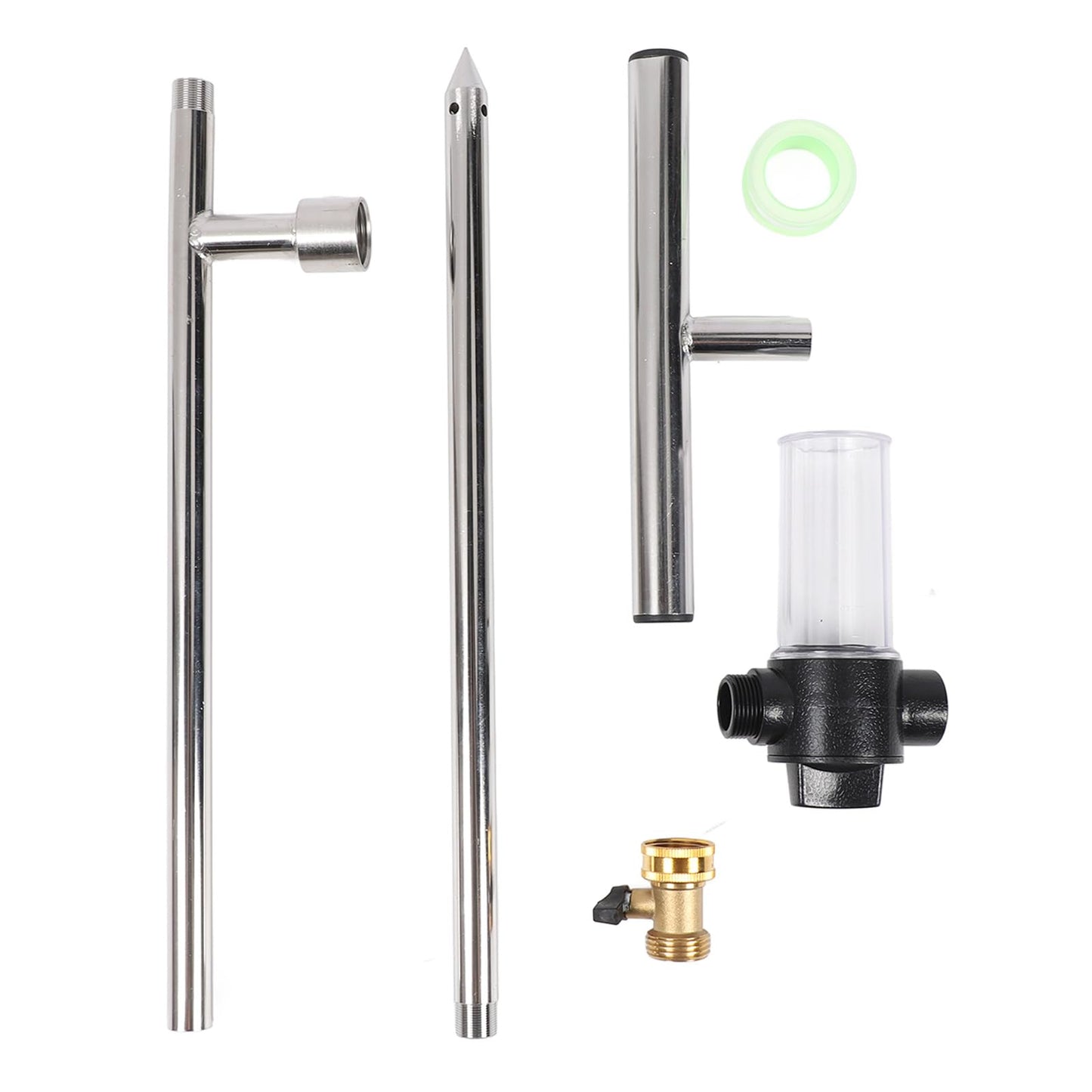 Deep Root Watering Tool, Stainless Steel Root Feeder with Fertilizer Bottle Watering Wand Irrigation System Watering Stake for Trees Bushes Shrubs with Brass Valve T Handle
