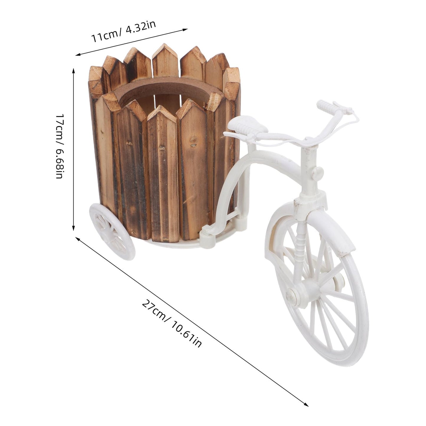 KONTONTY Flower Pot Stand with 3 Decorative Wheels - Bicycle Planter Baskets - Tricycle Plant Stand for Outdoor, Indoor, Home, Balcony, Patio, Garden, Backyard