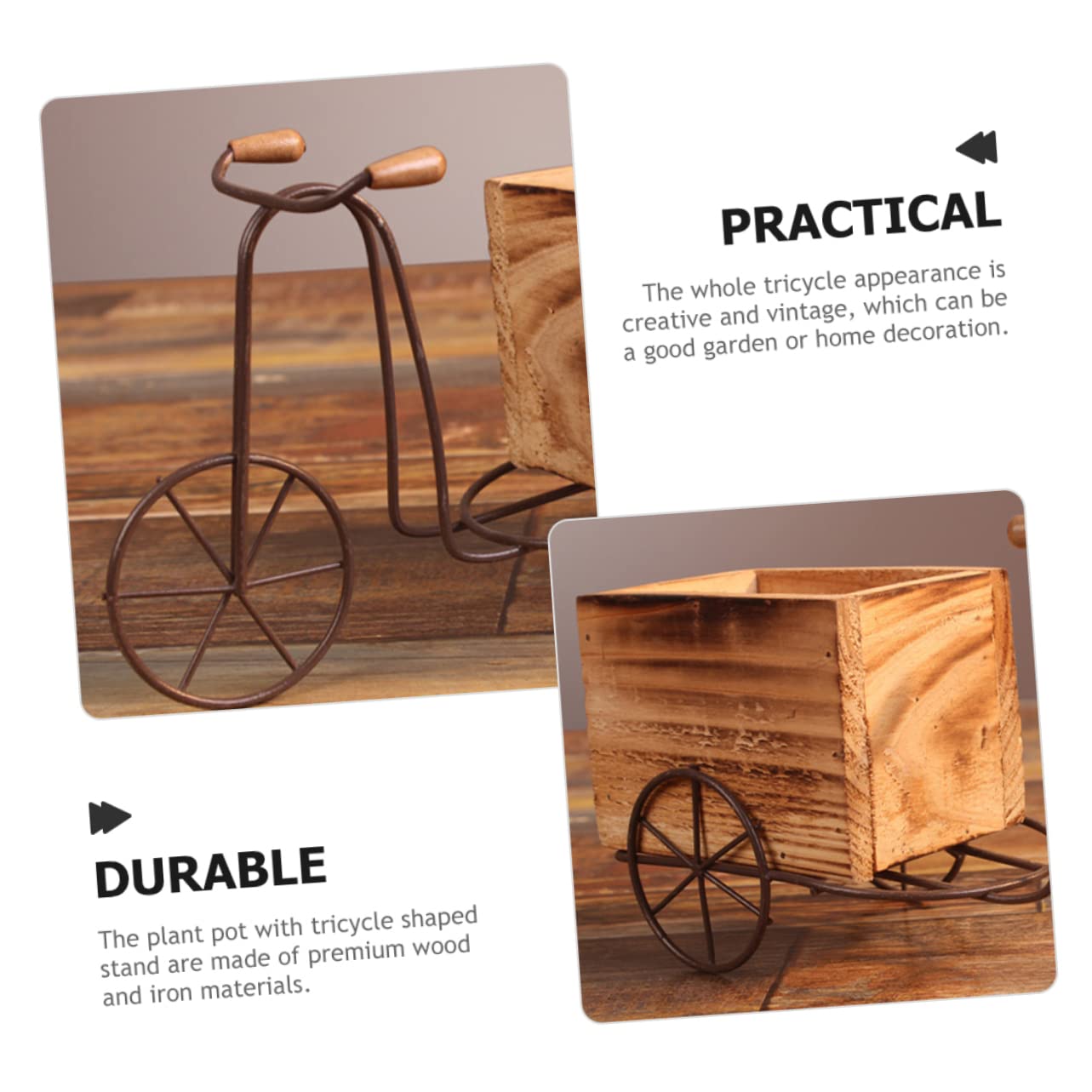 ORFOFE 1set Iron Tricycle Plant Stand for Indoor and Outdoor Use Rustic Style Bike Flower Pot Holder Planter for Home and Garden Decoration
