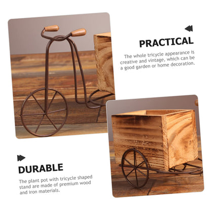 ORFOFE 1set Iron Tricycle Plant Stand for Indoor and Outdoor Use Rustic Style Bike Flower Pot Holder Planter for Home and Garden Decoration