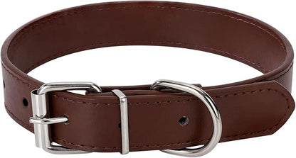 Brown Soft Leather Dog Collar for Small,Medium, Large Dog, Comfortable and Adjustable (Wide: 0.95'' for Dog's Neck: 13''~18'', Brown, L)