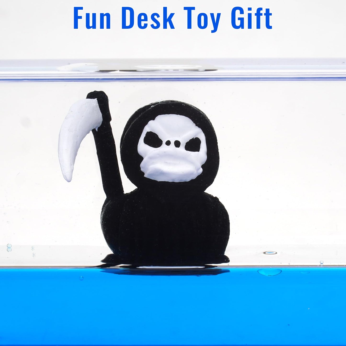 Grim Reaper Decor Ghost Face Toys, Unsinkable Ship Boat in a Bottle Box, Boat Merch Acrylic Ship Fluid Drift Bottle Decorations Desk Ornament Decor for Fans Boys Girls Gifts (Black)