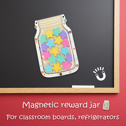 Magnetic Reward Jar for Kids, Classroom Reward System, Star Reward Jar, Incentive Good Behavior Responsibility Chart, Potty Training Rewards, Behavior jar for Boys Girls (Star)
