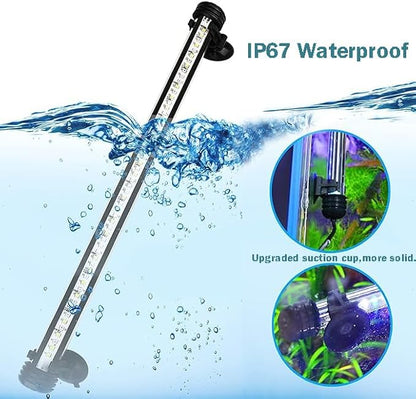 Submersible Aquarium Light Underwater Fish Tank Light with Timer Auto On/Off, LED Aquarium Light Bar 3 Light Modes Dimmer Adjustable Brightness,15.3inch (with Timer&dimmer)