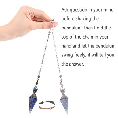 MAIBAOTA Pendulum Crystal, Natural Lapis Lazuli Crystal Pendulums for Dowsing, Spiritual Pointed Crystals for Witchcraft Supplies, Divination Tools