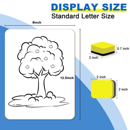Dry Erase Lapboards, HERKKA 12 Pack Double Sided Small Dry Erase Whiteboards 9 x 12.5 Inch with 12 Erasers, Small Dry Erase Boards for Classroom Teacher Supplies, Personal White Boards for Students