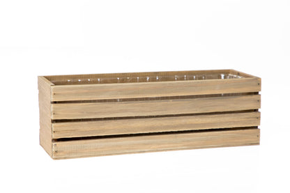 Wood Planter Box with Wine Crate Styled, 12x4 Inch Rectangular, Rustic Barn Wood, Plastic Liner, Wedding Flowers Holder, Home and Venue (12x4 Wine Crate Set of 4, Natural)