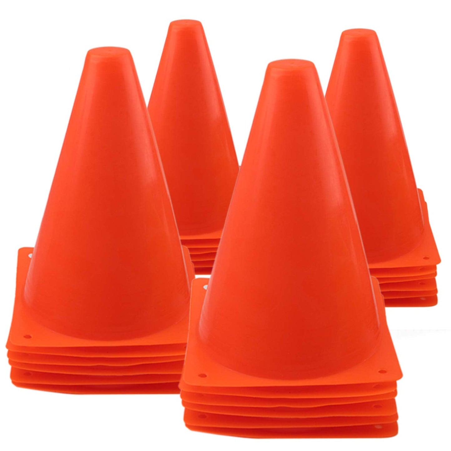 Mirepty 7 Inch Plastic Traffic Cones Sport Training Agility Marker Cone for Soccer, Skating, Football, Basketball, Indoor and Outdoor Games (Orange, 24 Pack)