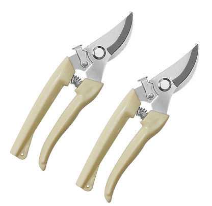 2PCS Garden Flower Shears Pruning Shears 6.9 inches Scissors Heavy Duty Plant Scissors for Cutting Flowers, Trimming Plants, Bonsai, Fruits Picking (White Handle 2pcs)