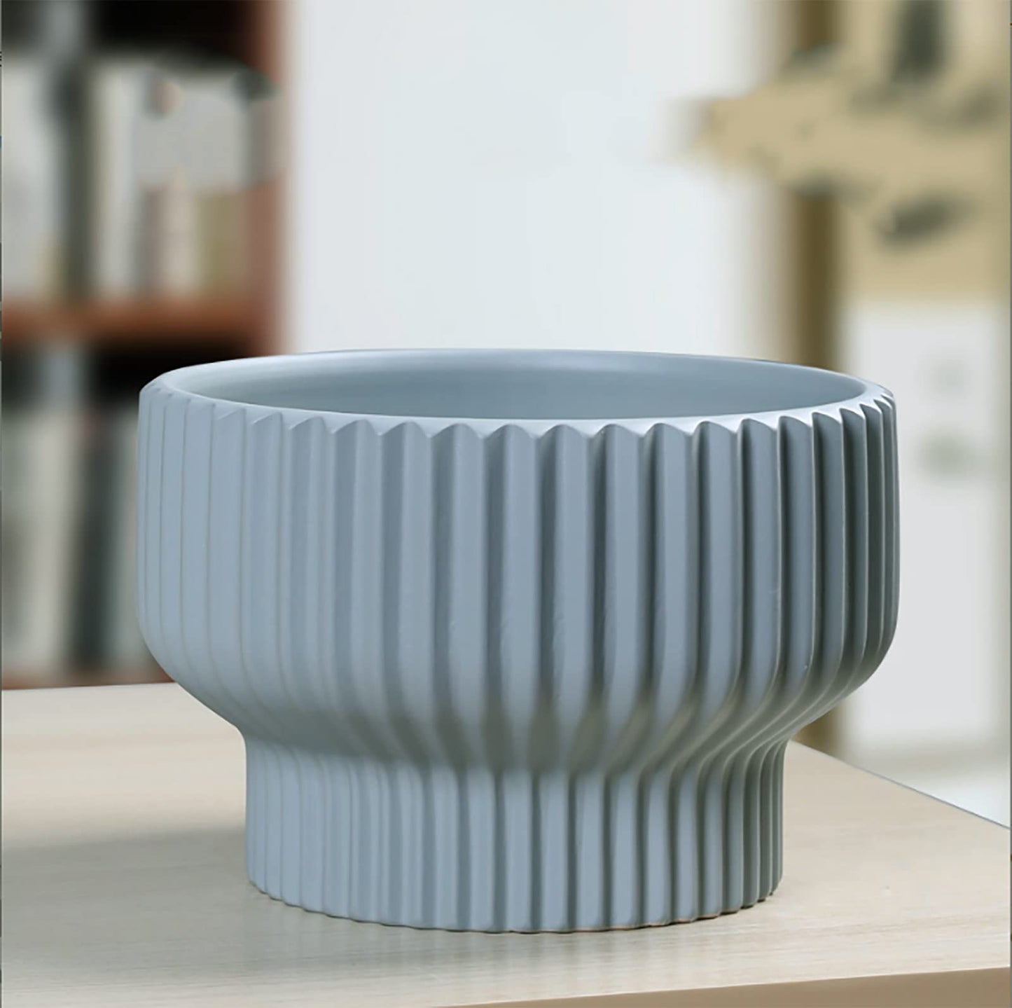 Puoyik 2 Piece Set of Flower Pots 8/6 inches, Ceramic Flower Pots with Drainage Holes, Indoor and Outdoor Plant Flower Planter (7.8/5.9 Blue)