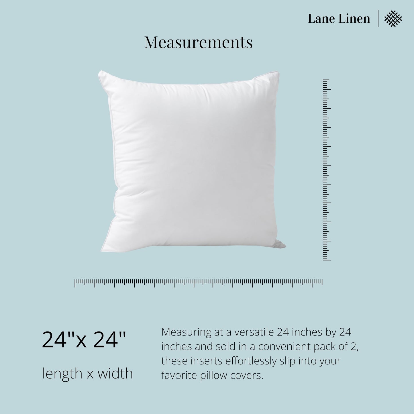 LANE LINEN Throw Pillow Insert - Pack of 2 16x16 Pillow Inserts for Decorative Pillow Covers, Throw Pillows Insert for Couch - White