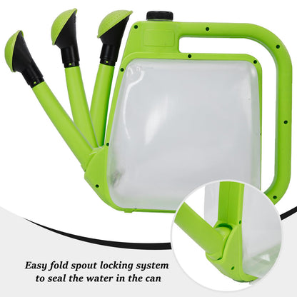 6L Foldable Watering Can with Rotating Nozzle & Long Spout for Plants, Indoor Outdoor Gardening, Clear Plastic-Green