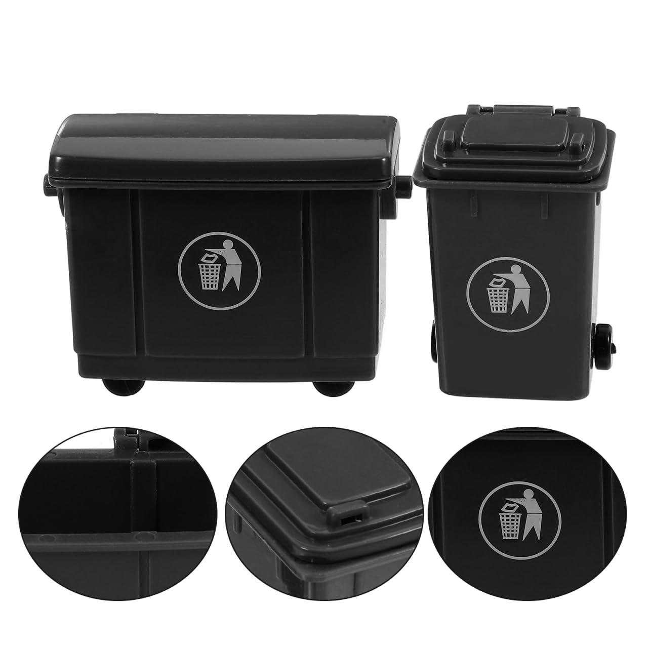 BESTOYARD Mini Trash Can Model, Tiny Plastic Garbage Bin for Dollhouse Furniture Decoration & Micro Landscape, Cute Miniature Life Scene Props for Desk Organizer & Pen Holder