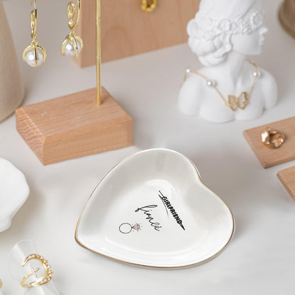Vancsenia Fiance Jewelry Dish Tray – Engagement Ring Holder Ceramic Trinket Dish, Elegant Jewelry Organizer for Women, Bridal Shower Engagement Gift for Future Wife