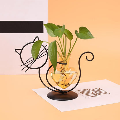Plant Terrarium Plants Propagation Station Cat Lover Gifts for Women Home Office Decor Cat Desk Accessories